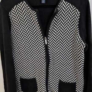 Chaps Black Textured Sweater